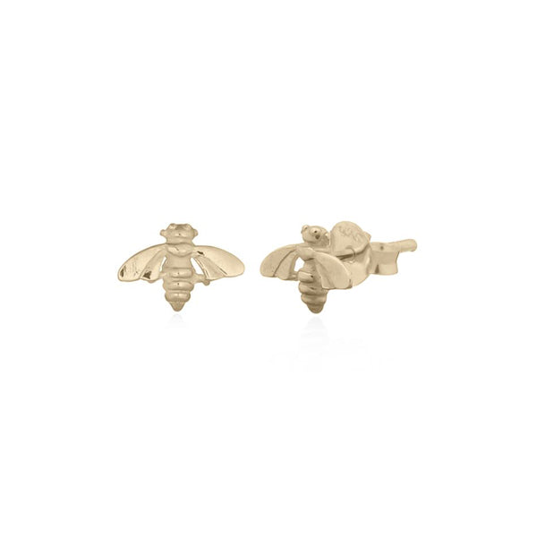 Sterling Silver Yellow Gold Plated Small Bee Stud Earrings