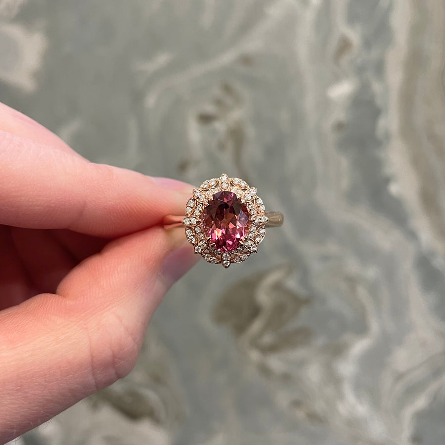 18ct Rose Gold Lilibet Pink Tourmaline & Diamond Ring