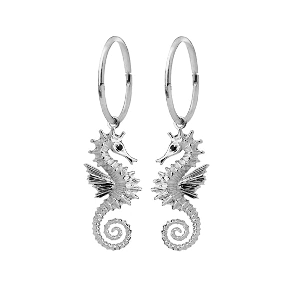 KAREN WALKER - Sterling Silver & Black Spinel Seahorse Earrings