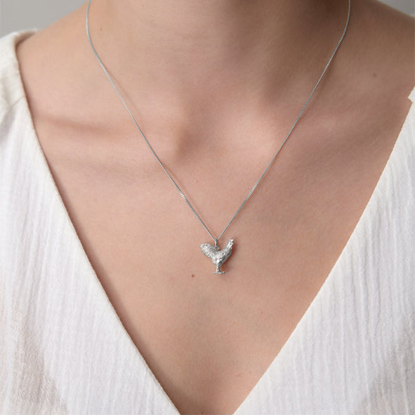 KAREN WALKER - STERLING SILVER LUNAR ROOSTER NECKLACE