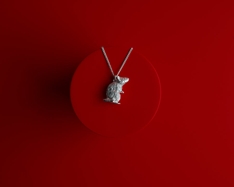 KAREN WALKER - STERLING SILVER LUNAR RAT NECKLACE