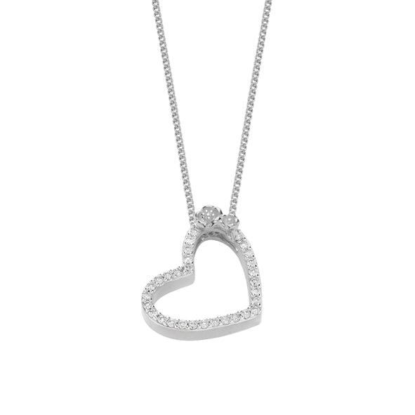 Karen Walker Diamond - 9ct White Gold Diamond Heart Necklace