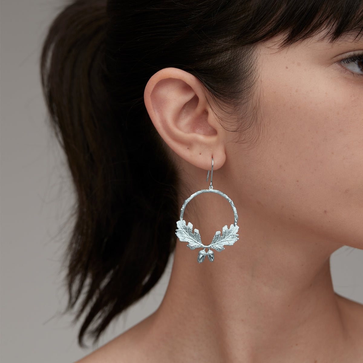 KAREN WALKER - Sterling Silver Acorn & Leaf Wreath Earrings