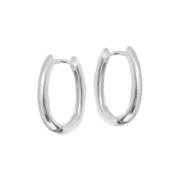 Sterling Silver Oval 'Huggie' Hoop Earrings
