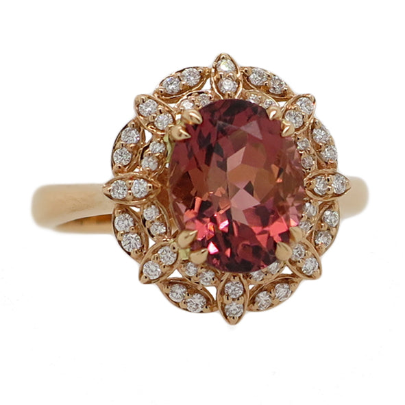 18ct Rose Gold Lilibet Pink Tourmaline & Diamond Ring