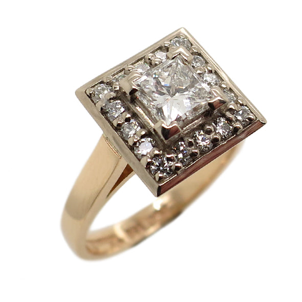 18ct Rose Gold & Platinum Princess Cut Diamond Cluster Ring