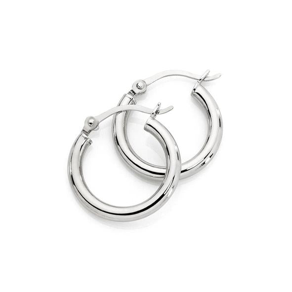 Sterling Silver 2mm Medium 'Tube' Hoop Earrings