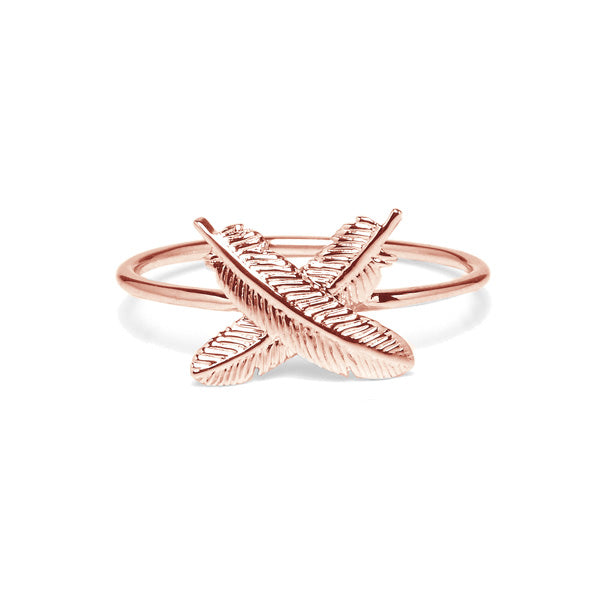 BOH RUNGA - 9CT ROSE GOLD FEATHER KISSES RING