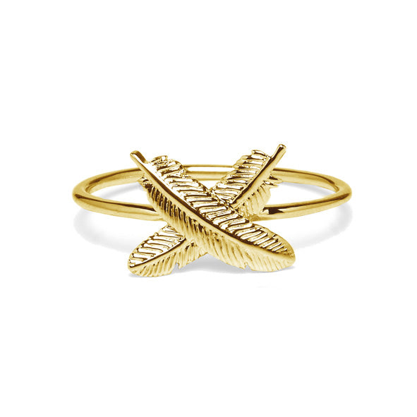 BOH RUNGA - 9CT YELLOW GOLD FEATHER KISSES RING