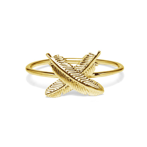 BOH RUNGA - 9CT YELLOW GOLD FEATHER KISSES RING