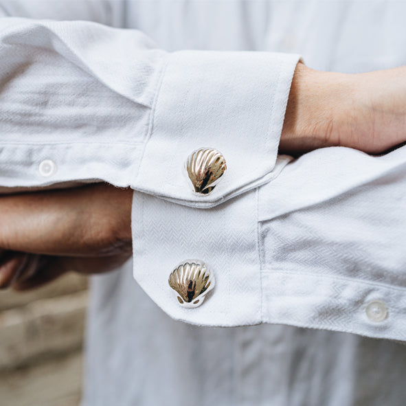 Sterling Silver Shell Cufflinks