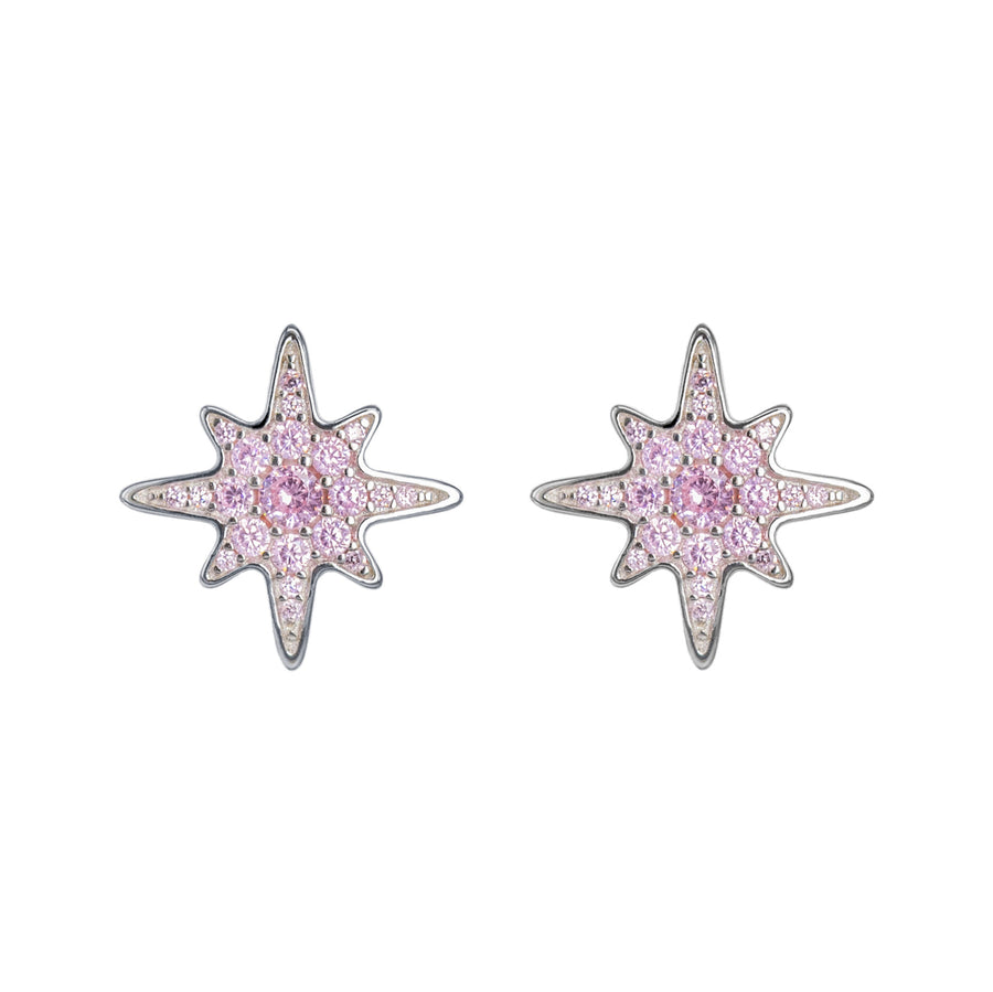 BOH RUNGA - Sterling Silver Pink Cubic Zirconia Starburst 'Rosey' Stud Earrings
