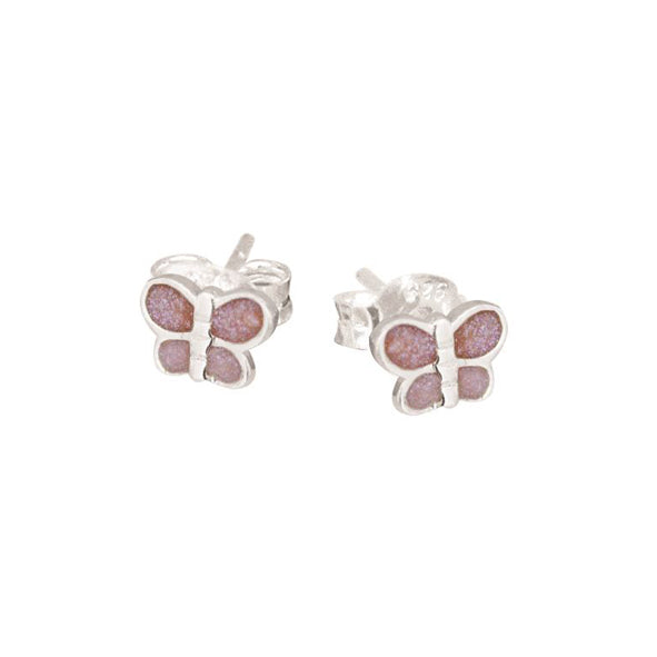 Sterling Silver & Enamel Butterfly Stud Earrings