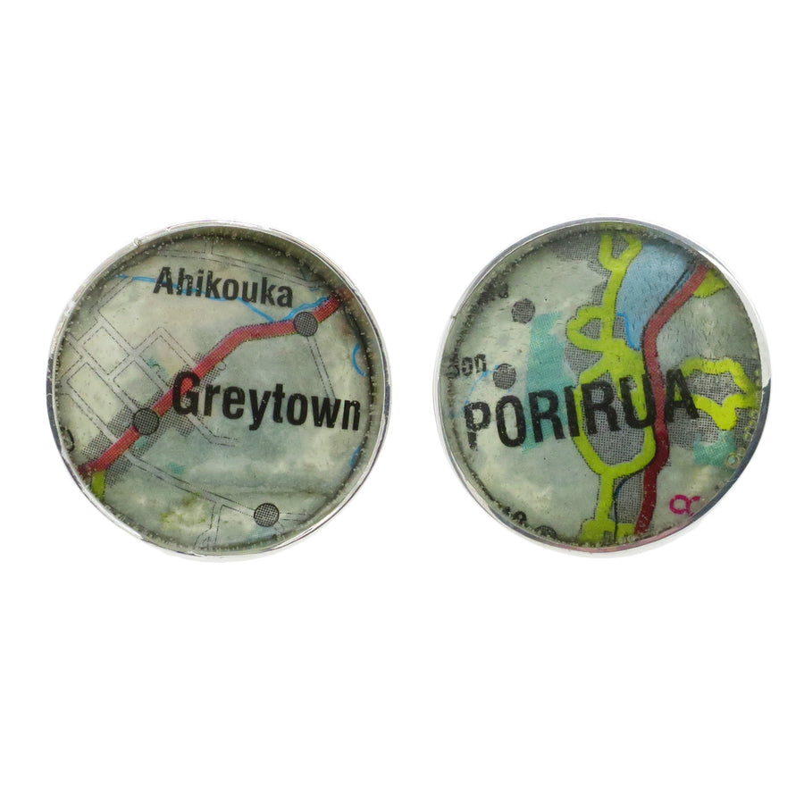 Sterling Silver Map Cufflinks