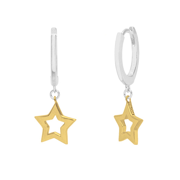Boh Runga - Sterling Silver & Yellow gold Plated Super star huggie earrings