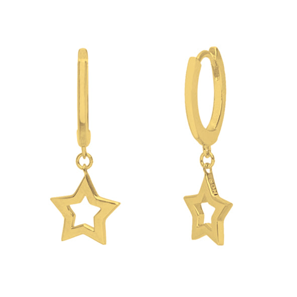 Boh Runga - Sterling Silver Gold Plated Super Star Huggie Earings