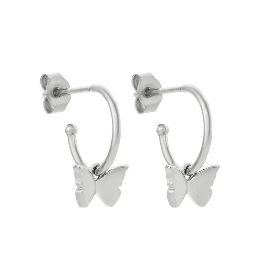 KAREN WALKER Sterling Silver Butterfly Hoop Earrings – Cameron