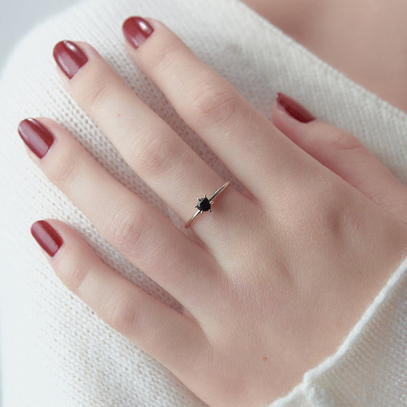 KAREN WALKER - Sterling Silver & Black Onyx Mini Cupid's Heart Ring