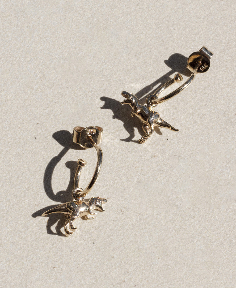 Meadowlark - Sterling silver Dinosaur Signature Hoops