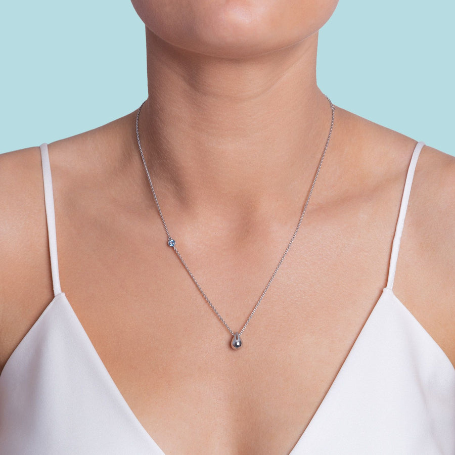 BOH RUNGA - STERLING SILVER & TOPAZ DROP IN THE OCEAN NECKLACE