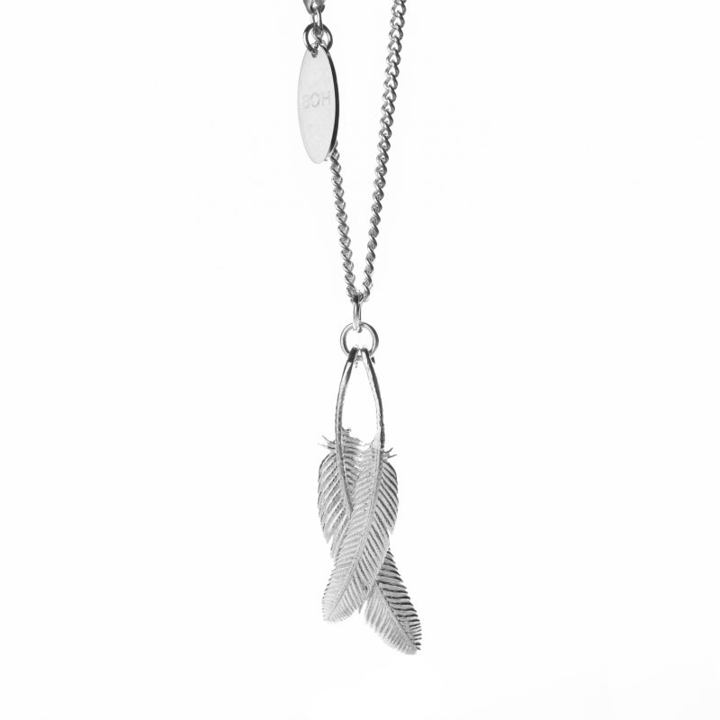 BOH RUNGA - STERLING SILVER DUO MIROMIRO FEATHER NECKLACE