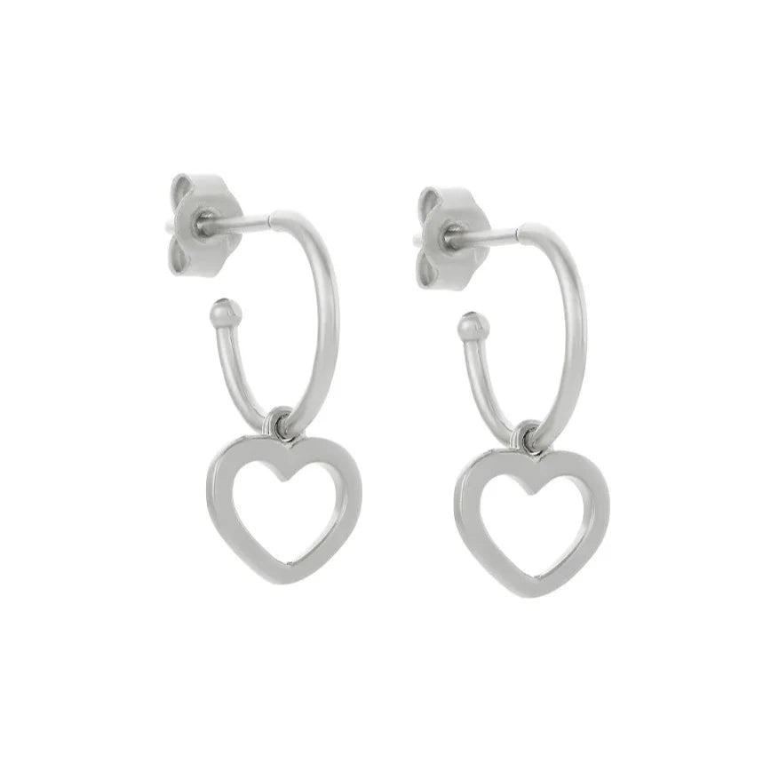 KAREN WALKER - Sterling Silver Mini Heart Hoop Earrings