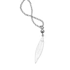 KAREN WALKER - STERLING SILVER & CULTURED PEARL LEAF PENDANT