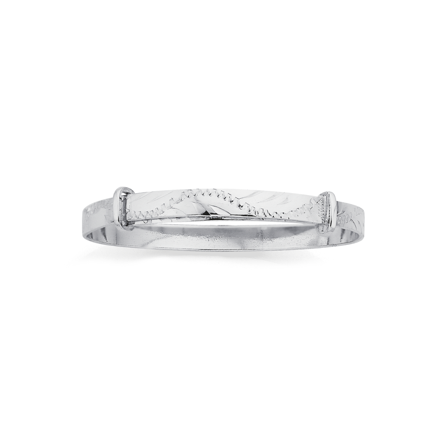 Sterling Silver Baby Expander Bangle with Vine Engraving