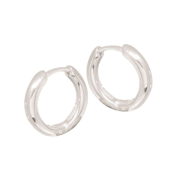 Sterling Silver 3mm Medium Tube 'Huggie' Hoop Earrings